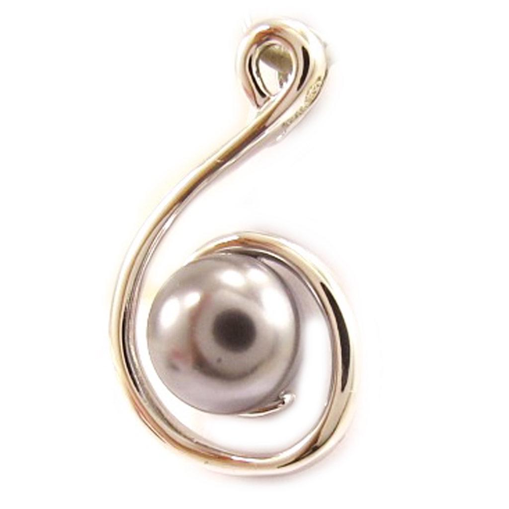 Les Trésors De Lily [L4642] - Серебряный кулон «Перла» серебристо-серый (родиевое покрытие) - 25х15 мм