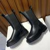 Модные новые роскошные ботинки челси женские ботильоны модные зимние туфли короткие ботинки на платформе женские брендовые ботинки на толстом каблуке черные