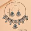 Vintage Ethnic Jewelry Set for Woman Hollow Water Drop Necklace Earrings