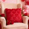 Red Heart Cushion Cover Plush Love Heart Throw Pillow Cover Romantic Fuzzy