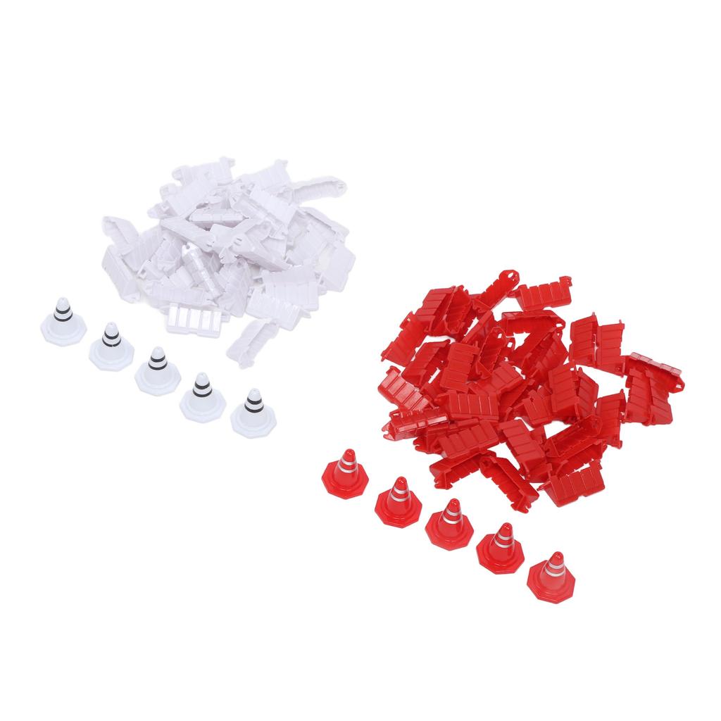 80pcs RC Roadblocks RC Car Racing Track Drift Runway Barriers Drift Field Fence with 10pcs Traffic