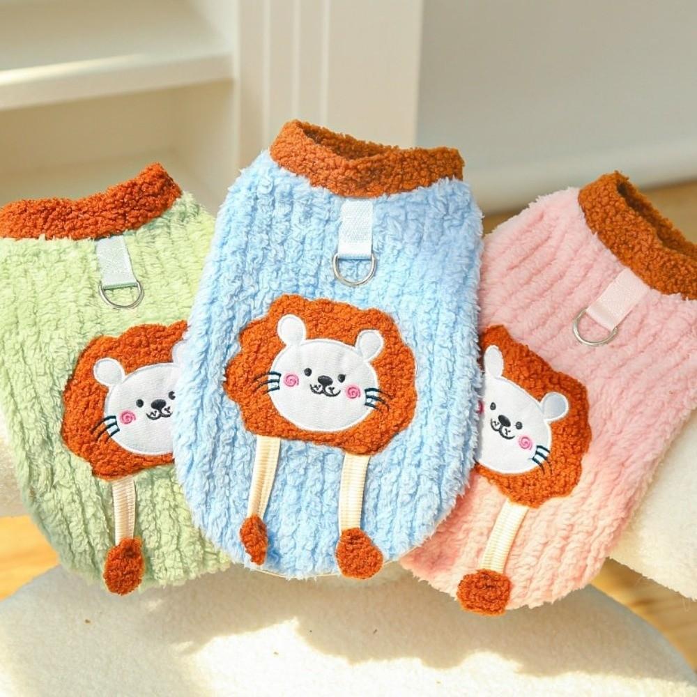 Warm Dog Lion Pattern Costume Pocket Design Pet Sweater Cartoon Pet Pullover Daily Wear