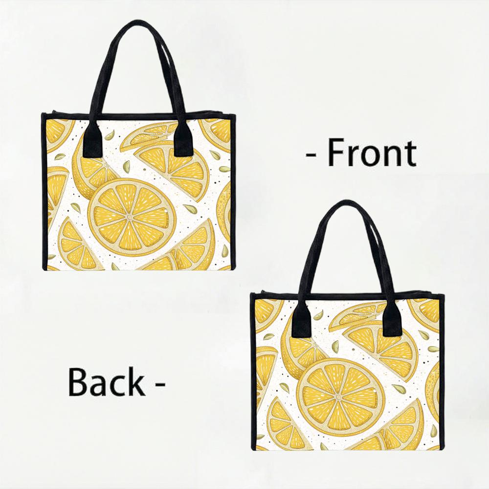 Lemon Printed Women Tote Bag Fashion Casual Lightweight Outdoor Shopping Handbag