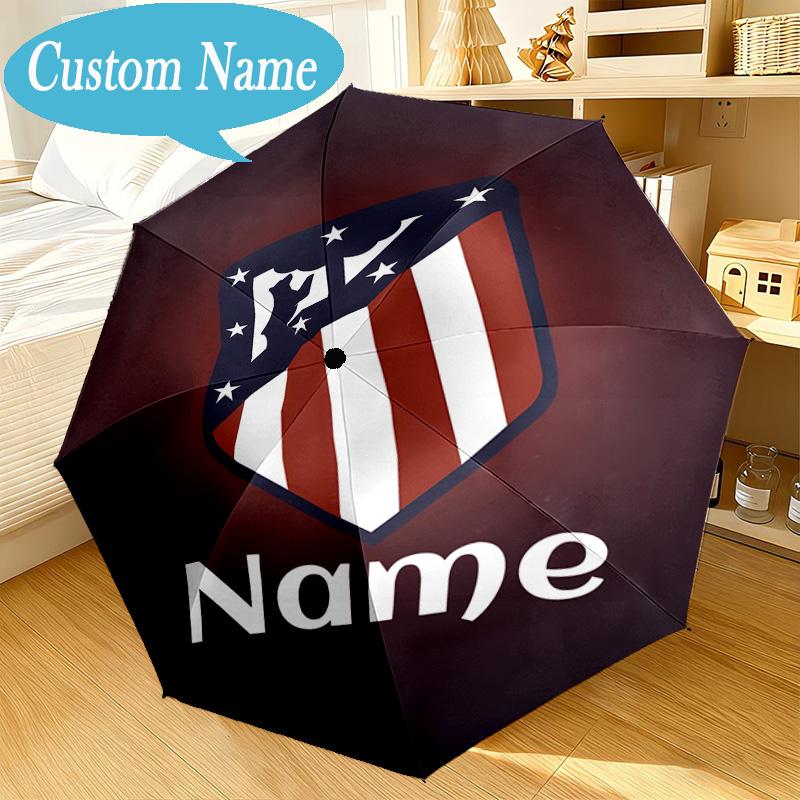 Custom Name Umbrella Atletico Crest Umbrella 8-Frame for Travel, Camping, Casual Lightweight Portable, Essential for Family Gifts