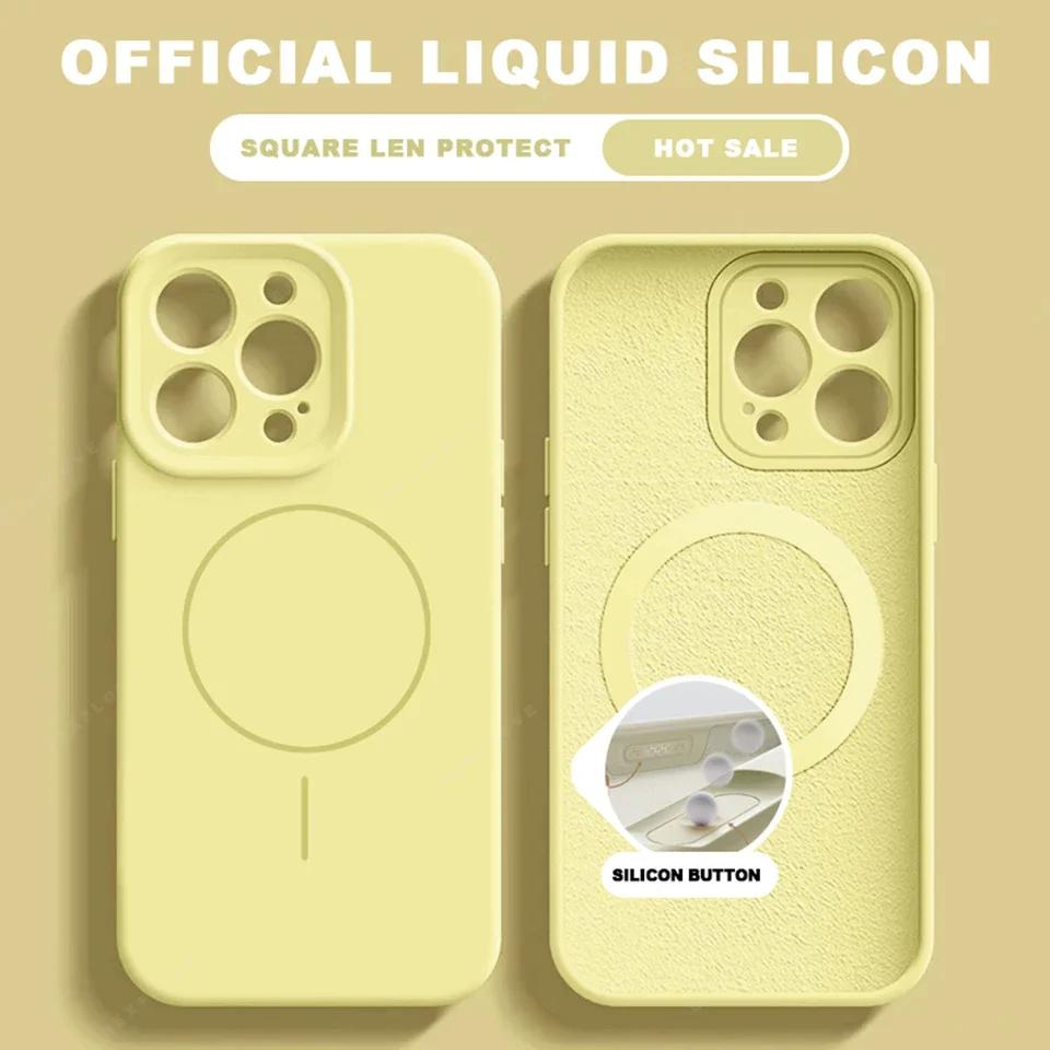 Liquid Silicone Magnetic Phone Case For iPhone 15 14 16 Plus 16E 11 12 13 16 Pro Max SE4 Magsafe Charge Protector Cover