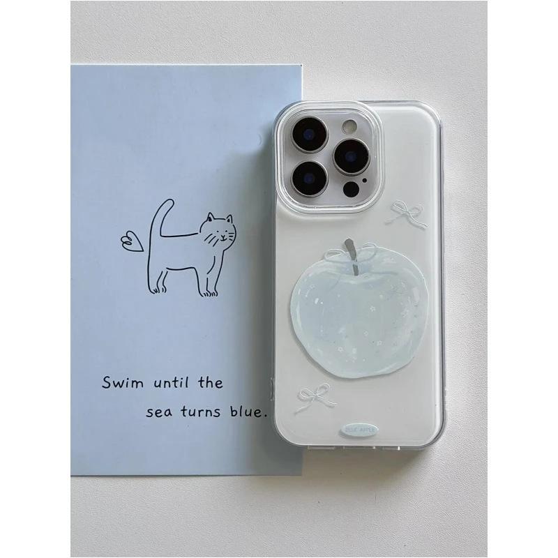 White Crystal Apple Suitable for Apple 16 Mobile Phone Case IMD with Lanyard Iphone15promax Protective Case Gloss Oil