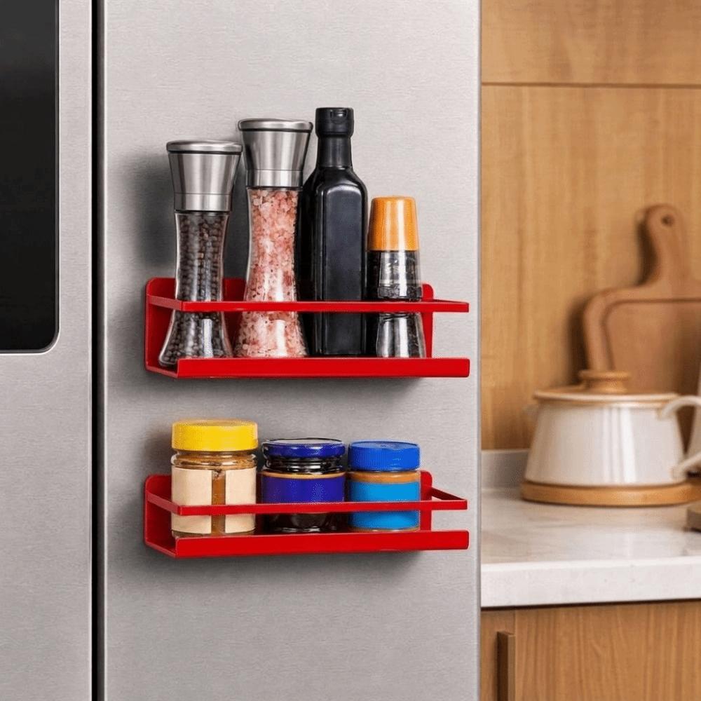 Wall Mounted Magnetic Storage Shelf Large Capacity Refrigerator Side Rack Spice Storage Rack Oven