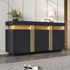 Сервант, кухонный шкаф, 3 дверцы, современная столешница буфета, регулируемая полка, гостиная, столовая, прихожая, вид мрамора, черный
