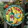 2D Flat 1pc Retro Bar Aluminum Decoration Plaque, "It's The Right Time for Gin & Tonic" Lettering Sign, Home Bar Decor, Pub Decor, Kitchen Decor