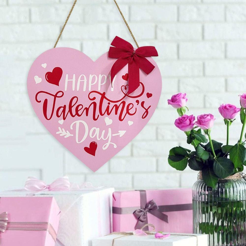 Handmade Red Heart Hanging Ornament Wooden Letter Front Door Sign  Wedding Party