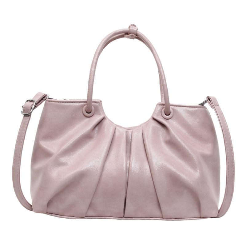 Корейская версия нишевой дизайнерской плиссированной сумки в иностранном стиле, женская универсальная сумка-мессенджер для通勤 из масляной вощеной кожи с чувством стиля