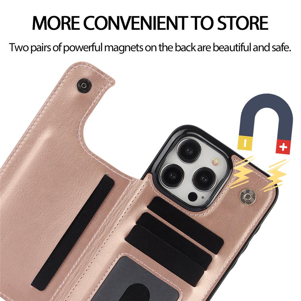 Кожаный чехол-книжка с двойной кнопкой для iPhone 16e 16 15 14 13 12 11 Pro Max со слотом для карт и подставкой