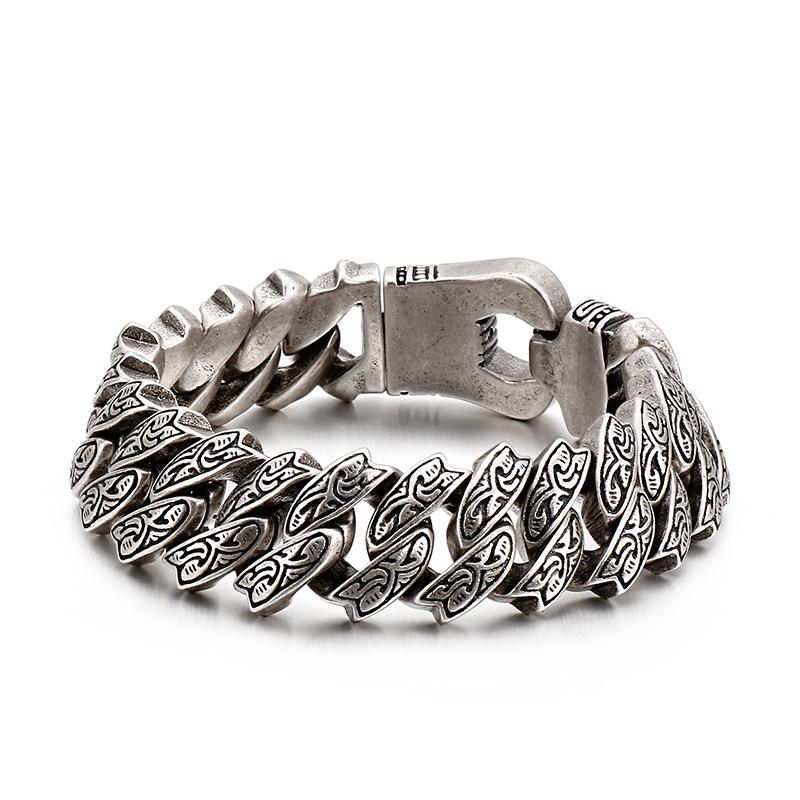 316L Titanium Steel Vintage Snap Button Bracelet - Punk Rock Hip Hop Style for Men