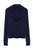 Women's Elegance Style Cardigan Navy Blue Premium Yarn Special Yarn Polo Collar Knitwear Cardigan