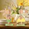 Wooden Bunny Decor Colored Printed Cute Animal Model Holiday Scene Atmosphere Decorative Male/Female Style Easter Rabbit Desk Ornament Home Decoration