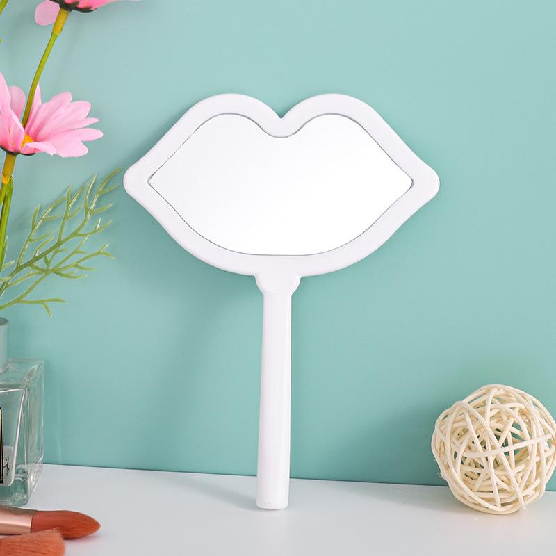 Lip-Shaped Handheld Makeup Mirror with Customizable Handle: Portable HD Mini Mirror for DIY Touch-Ups