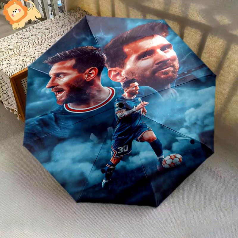 Lionel Messi: Art Football Folding umbrella durable 8 paraphenoid bones outdoor Umbrella travel