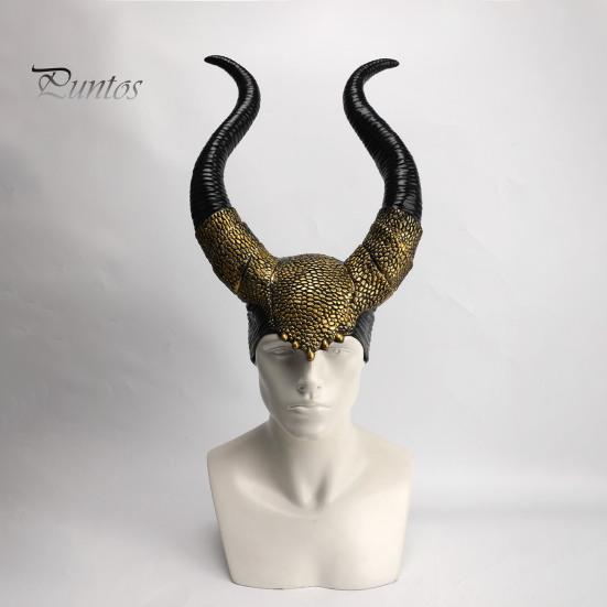 Костюм дьявольских рогов на Хэллоуин, черные латексные длинные рога для женщин и взрослых, роговой головной убор для косплея, костюм на Хэллоуин