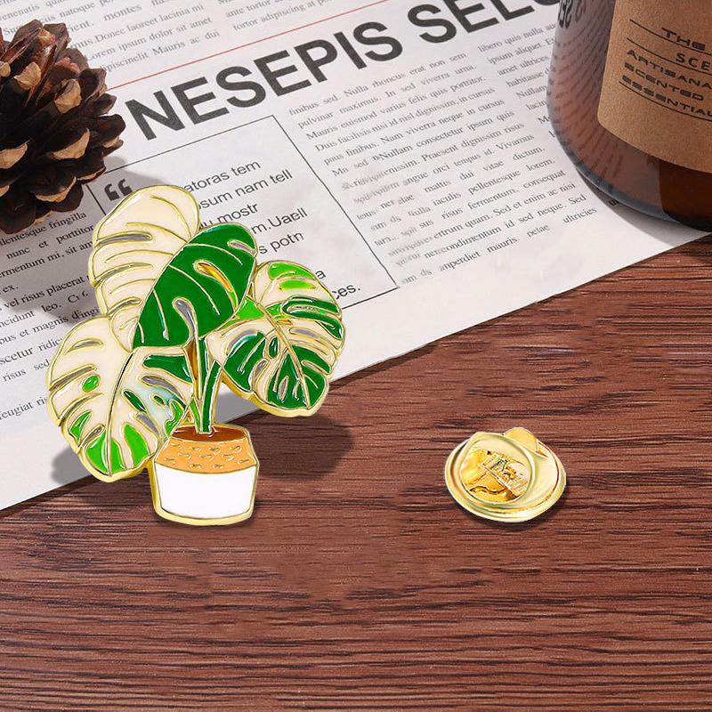 Зеленый Цветок Растение Эмалевые Значки Металлические Броши Декор Для Рюкзаков Значок Ювелирные Изделия Джинсовая Этикетка Аксессуары DIY Подарок