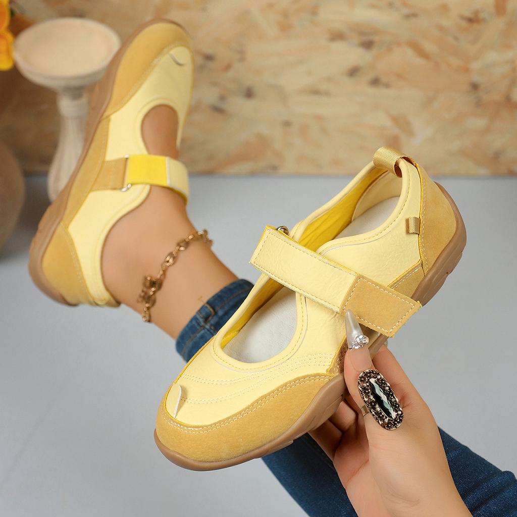 Модные женские 2025 Осень новые стильные большого размера на липучке с неглубоким вырезом повседневные туфли-одинарки