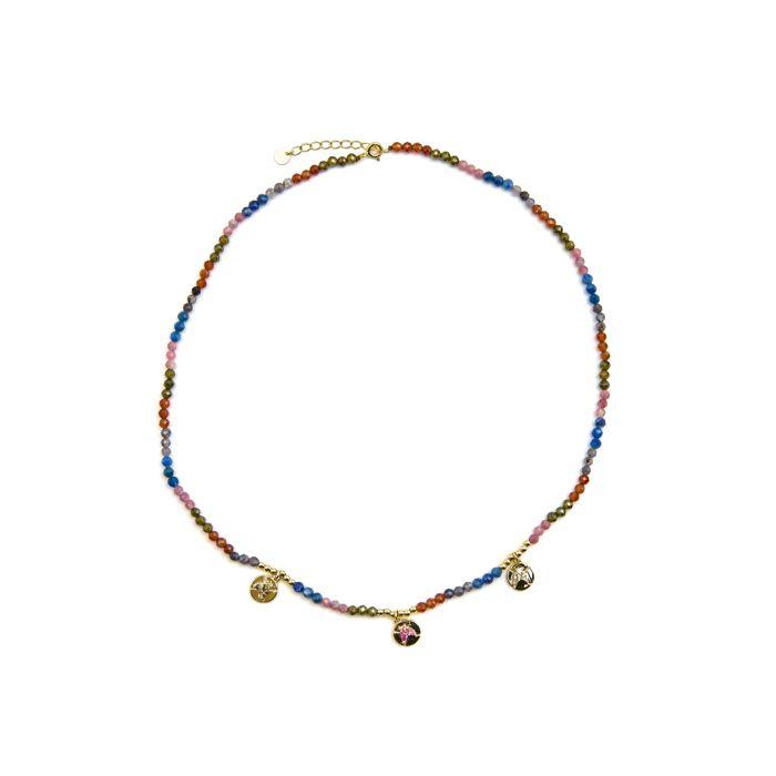 Collier Luxenter en argent 925 et finition on or 18 carats avec cristaux multicolores - Ufore