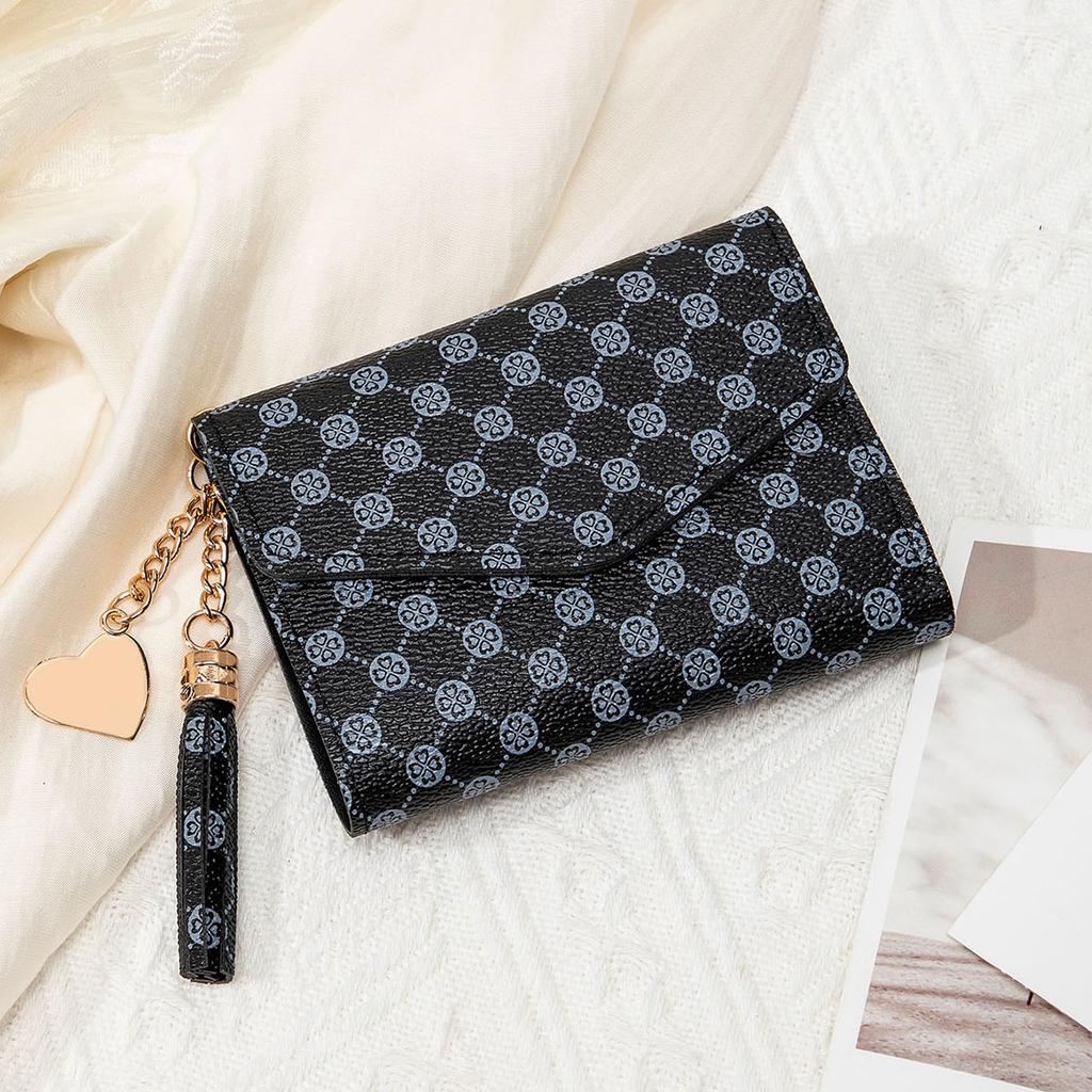 Новый женский шикарный ретро-кошелек для карт с модным принтом, многофункциональный короткий кошелек для монет из искусственной кожи, портативный ультратонкий маленький кошелек