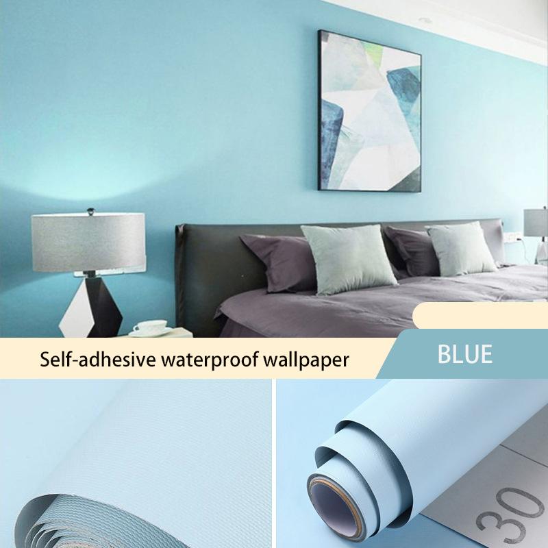 Macaron Solid Color Self-adhesive Wallpaper Stickers Bedroom Living Room Wardrobe Door Decoration Pasted Waterproof Refurbished Wallpaper