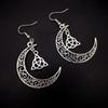 Модные винтажные серебристые лунные кельтские серьги-подвески с готической полумесяцем, креативные украшения для ведьм, подарки