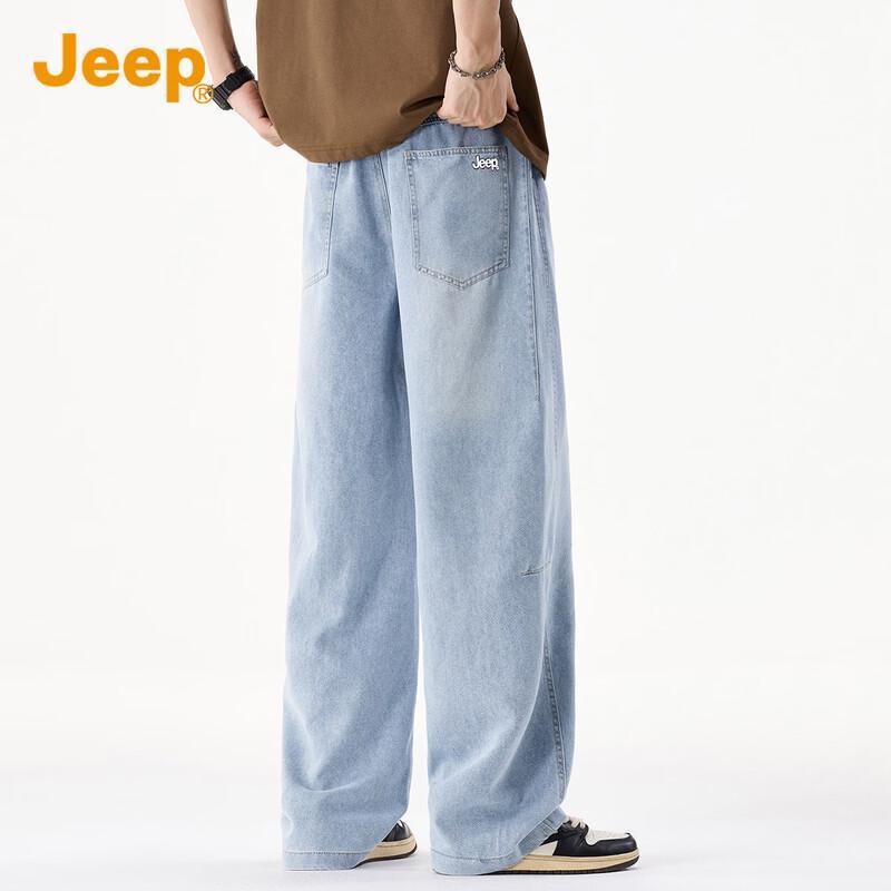 Jeep Мужские свободные прямые тонкие джинсы из смесовой ткани тенсел
