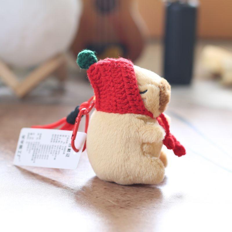 Розовая плюшевая игрушка-брелок Капибара с арбузным узором, детская коллекционная кукла