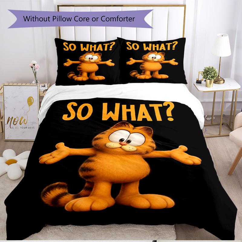 3pcs Duvet Cover Set (1*Duvet Cover + 2*Pillowcase, Without Core), Garfield Print Soft All‑Season Bedding Set, Home Bedroom Decor Gift