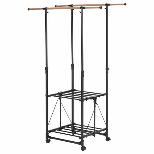 Takeda Corporation's Black, H-Shaped, Designer Indoor Multi-Function Clothes Dryer (62.5-99 x 50 x 92.5-155 cm) - Laundry, Towel Rack, C0-DSTH62BK