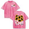 Lift Is Good Beautiful Sunflower Print Washed T Shirts Women Soft Cotton T-Shirt Street Creative Short Sleeve Summer Tops