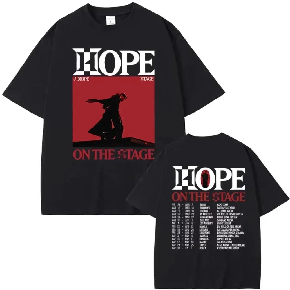 J-Hope Hope on The Stage Tour Футболки Футболки с графическим принтом Мужская Женская Мода Хип-хоп Хлопковая футболка Повседневная футболка с коротким рукавом