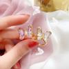 Adjustable Women Korean Gradient Color Finger Rings Crystal Fashion Jewelry Butterfly Open Ring
