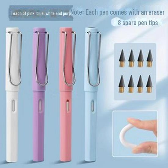 Нетоксичный, не требующий заточки, бесконечный по стиранию, стираемый и долговечный ученический карандаш.