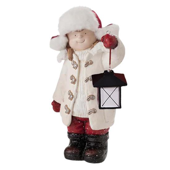 Скульптура Ребенок и Фонарь Смола Мультяшная Детская Фигурка Фестиваль Внутреннее Наружное Украшение