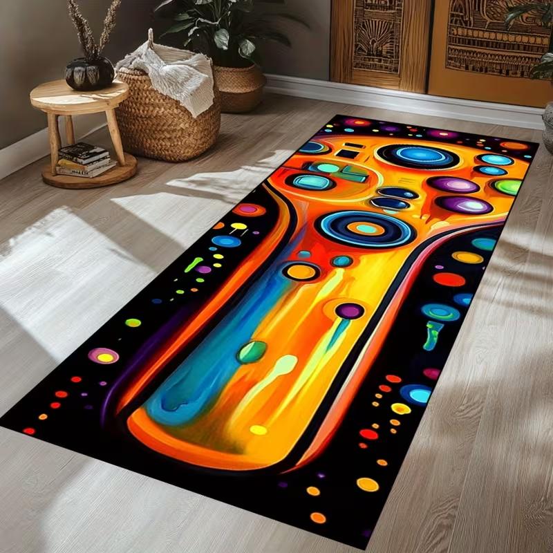 Ковровая дорожка «Сказочный коттедж» Яркий цветочный луг с дизайном синей двери Коврик Причудливый напольный коврик для прихожей, декора детской