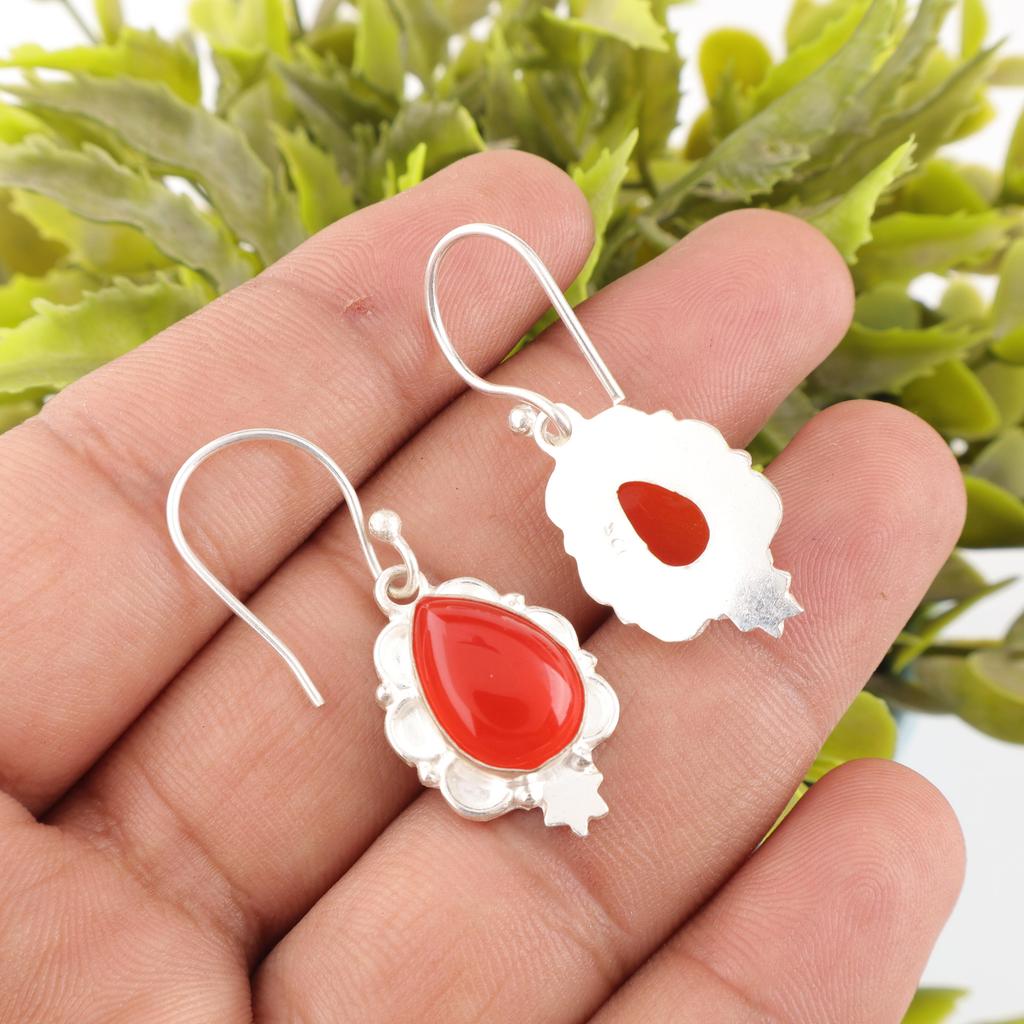 Серьги из сердолика, серьги из стерлингового серебра 925 пробы, ювелирные изделия ручной работы, подарок на день рождения и годовщину для нее