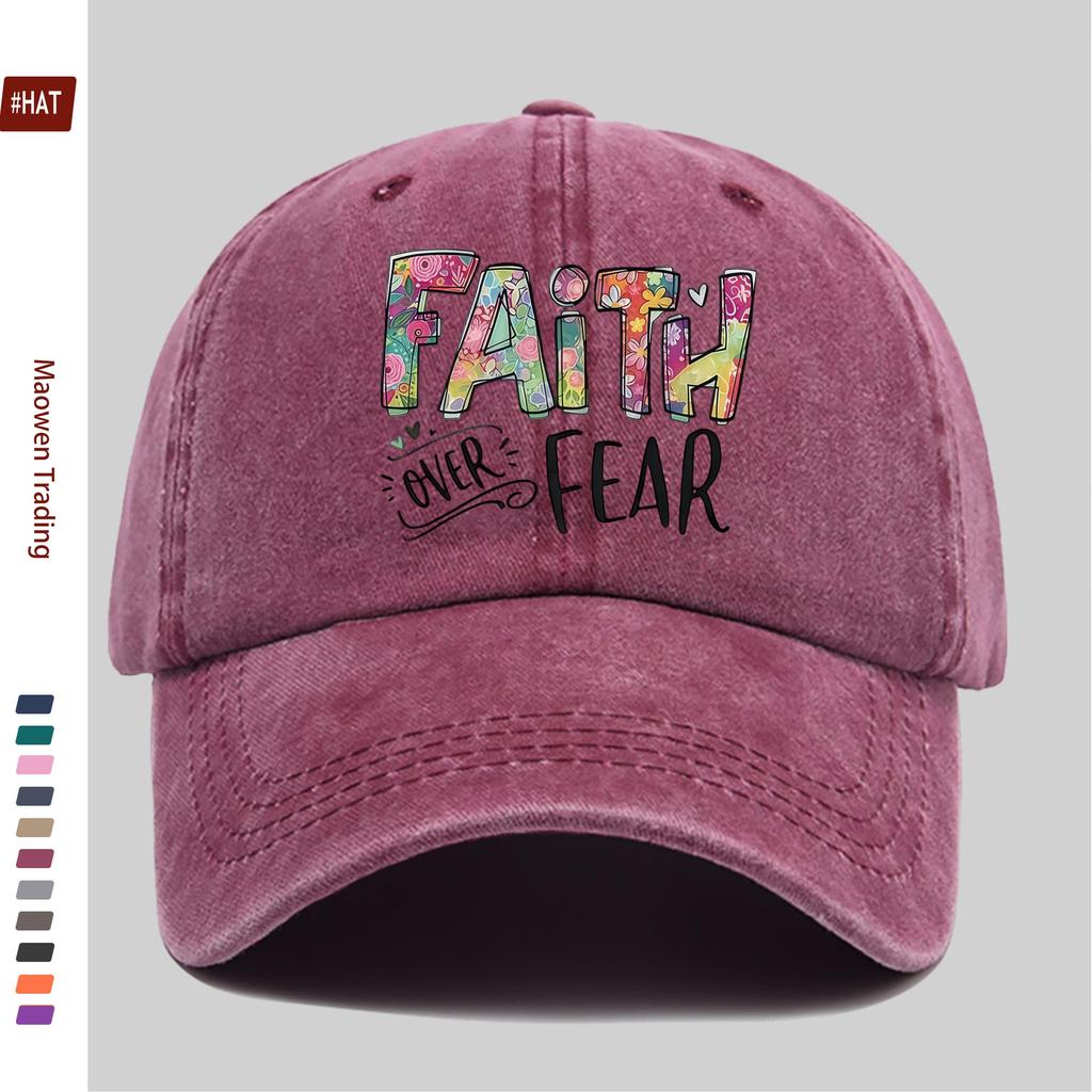 pc FAITH FEAR Letter Print Baseball Cap Lightweight And Breathable Suitable for Spring Summer Design Sun Hat Travel Party