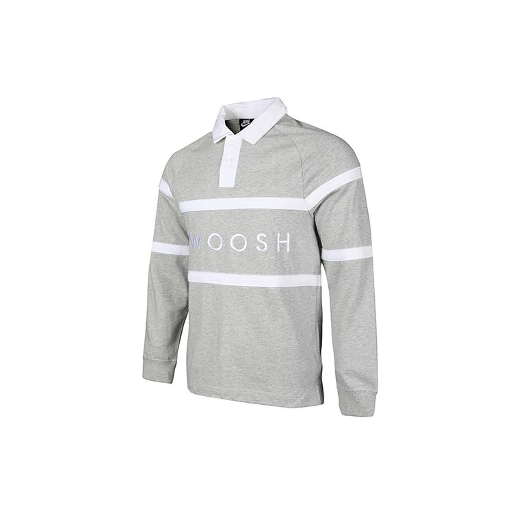 Nike Swoosh Logo Fitted Polo Shirt Men Tops Grey CV0170-063