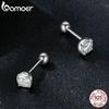 Bamoer 925 Sterling Silver Bezel Setting Moissanite Stud Earrings Round Cut Lab Diamond Earrings for Women Wedding Jewelry Gift