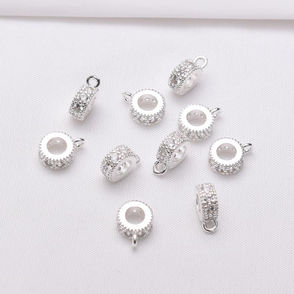 10pcs 18K Gold Bag Color-Preserving Micro-Inlaid Large-Hole Beads With Hanging Spacers Diy Handmade Bracelets, Necklaces, Beaded Jewelry Tee Beads