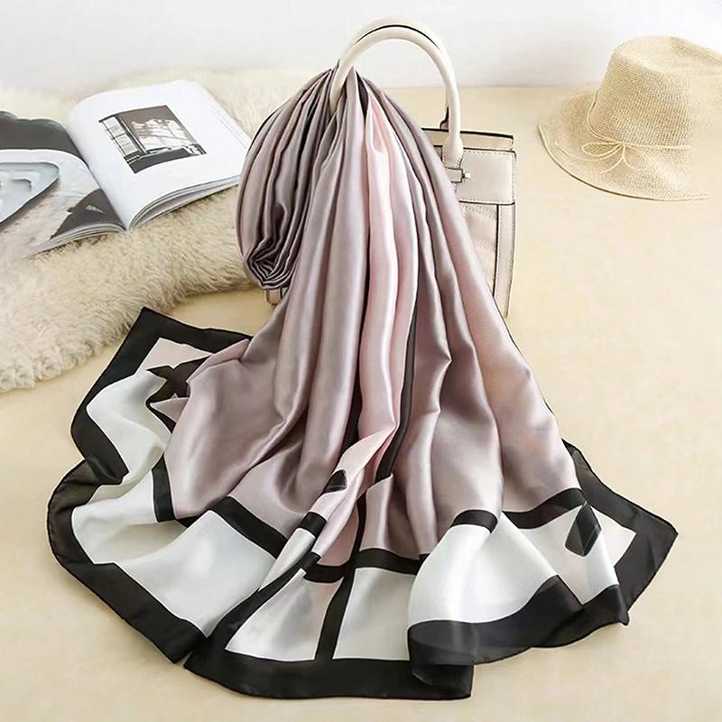 Design Satin Silk Shawl Hijab Scarf Women Fashion Summer Sunscreen Beach Stole Wraps Bufanda Female Headkerchief Echarpe New