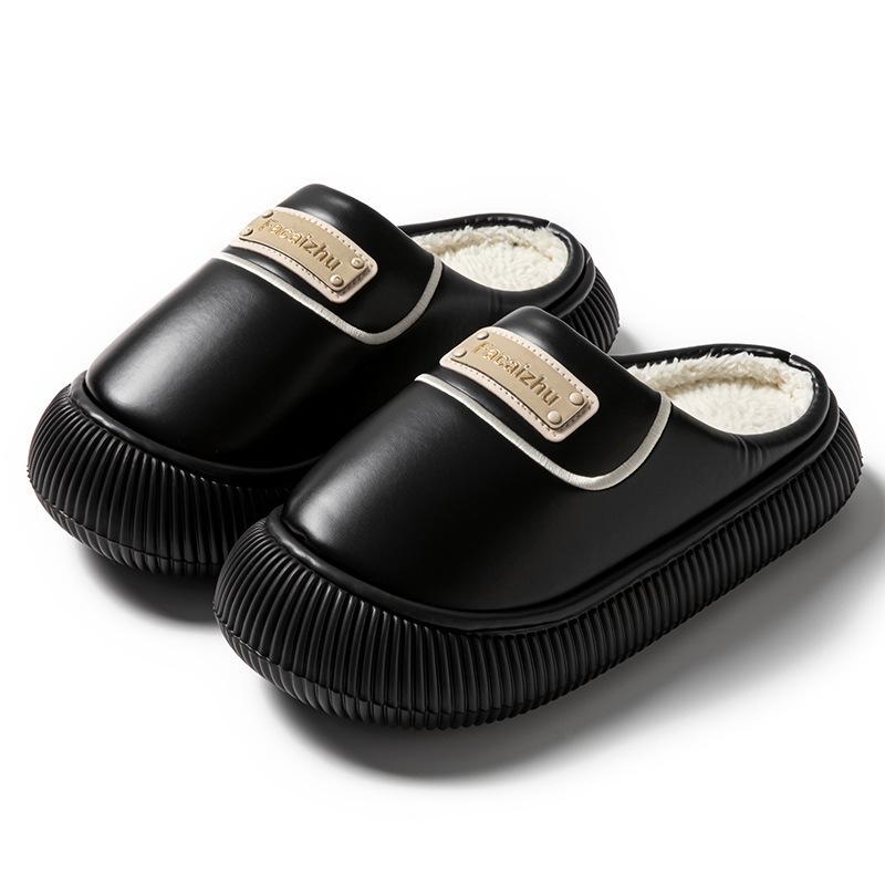 Хлопковые тапочки домашние осенне-зимние мультяшная вышивка хлопковый моп комнатные для спальни теплые бархатные туфли на платформе