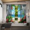 2 pieces of modern landscape printing curtain-rod pocket design   easy to hang window curtain for home decoration
