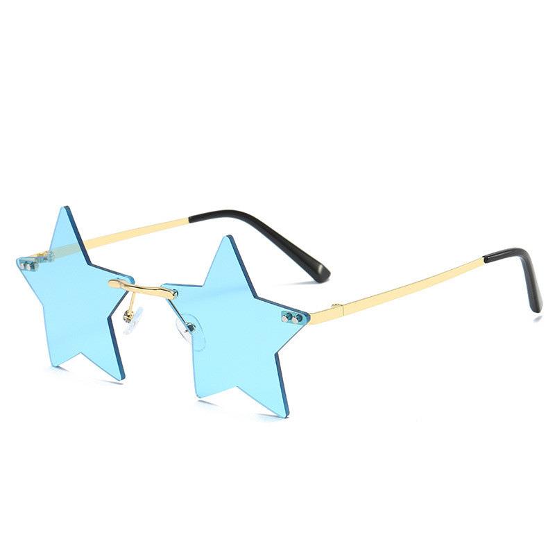 Trendy Unisex Sunglasses Multicolor Star Shape Popular Pentagram Frame Sunshade Decor Glasses HD Sunglasses New Trendy Trend Personality Rimless