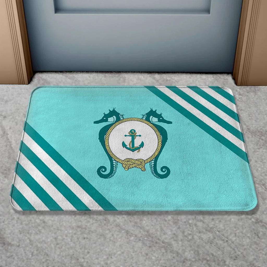 Boat Anti Slip Door Mat Nautical Anchor Compass Ship Wheel Home Decor Floor Mat Indoor Outdoor Bath Rug