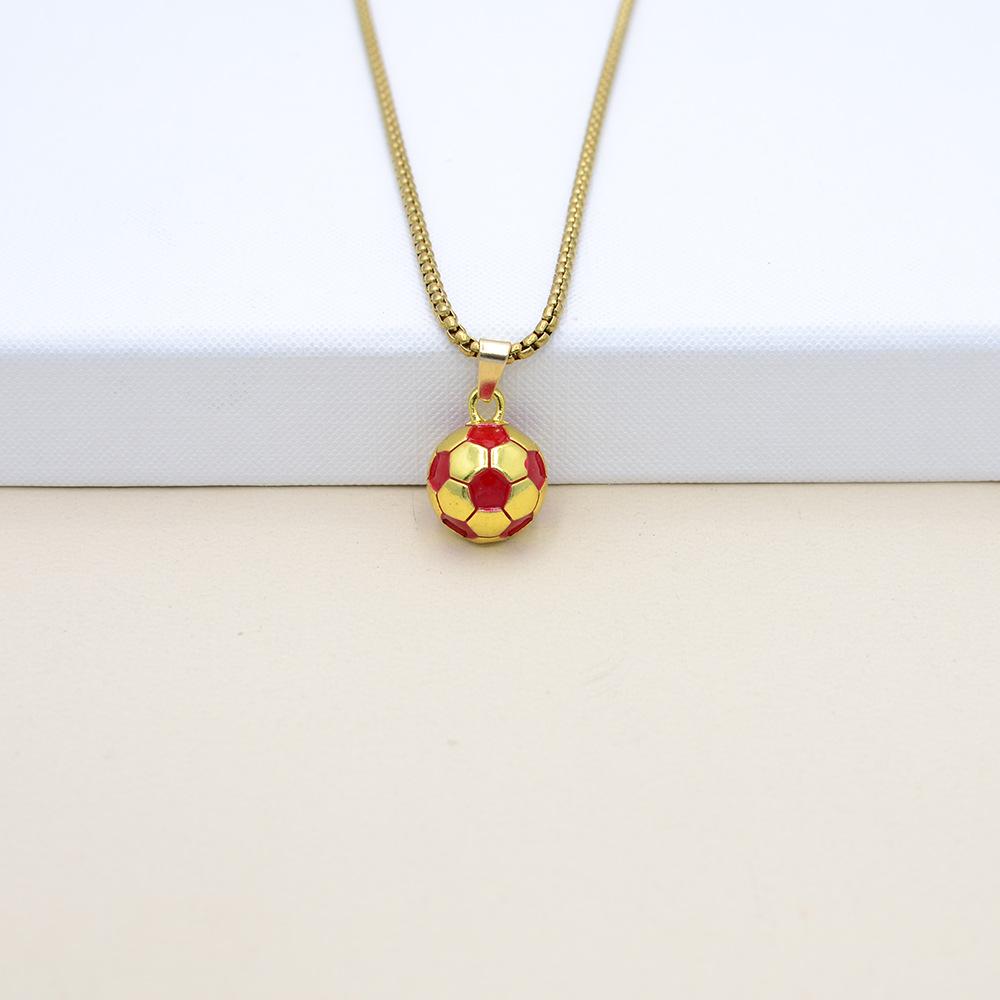 3D золотое ожерелье Чемпионата мира по футболу: Сплавной хип-хоп кулон с дизайном капающего масла – Идеальный подарок для мальчиков.