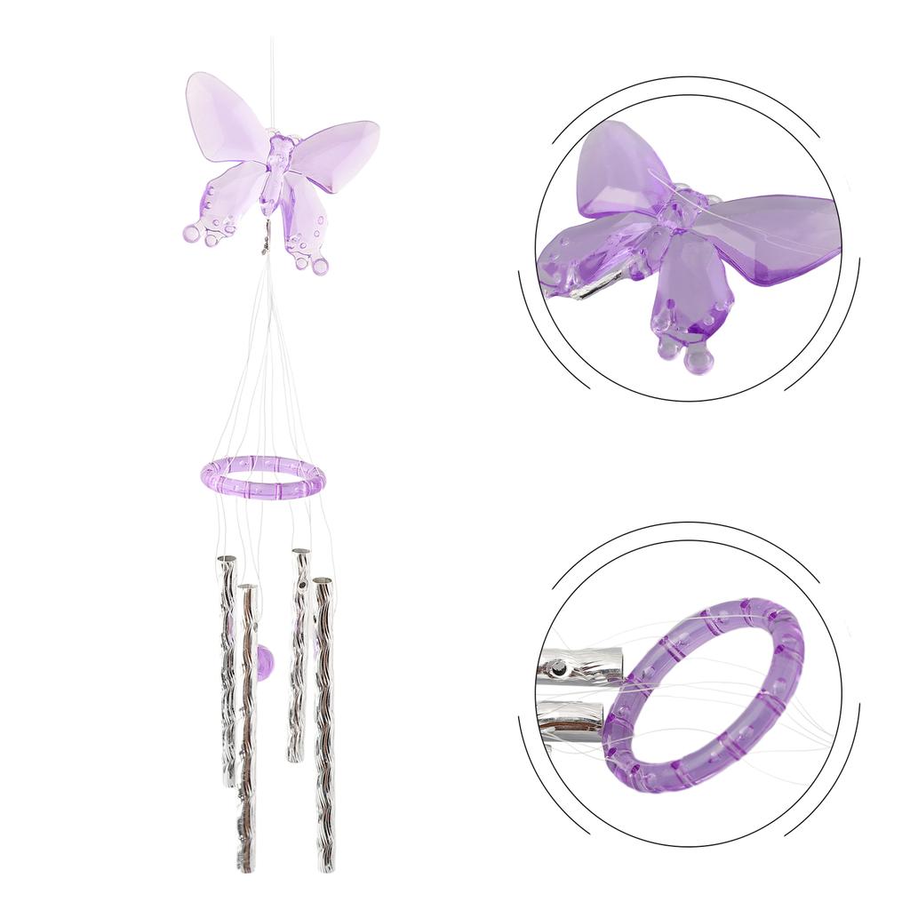 1pc Wind Chime Butterfly Wind Chimes Door 40cm Plastic Metal Tubes Home Yard Garden Decoration Room Decor